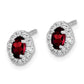 Solid 14k White Gold Simulated CZ and Cabochon Garnet Earrings
