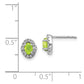 Solid 14k White Gold Simulated CZ and Cabochon Peridot Earrings