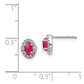 14k White Gold Real Diamond and Cabochon Ruby Earrings