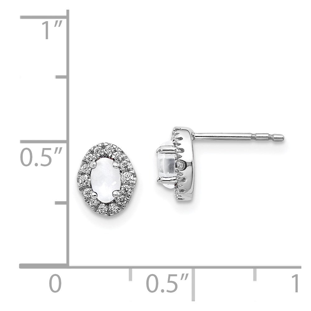 Solid 14k White Gold Simulated CZ & Cabochon Topaz Earrings