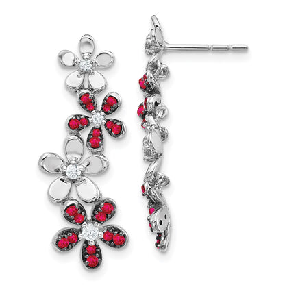 14k White Gold Real Diamond & Ruby Earrings EM4045-RU-016-WA