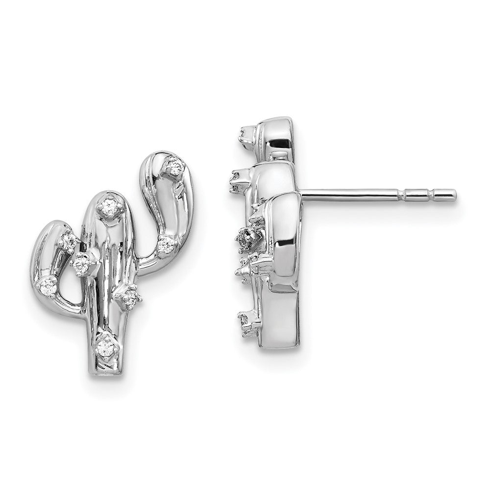 14k White Gold Real Diamond Cactus Earrings EM4048-008-WA