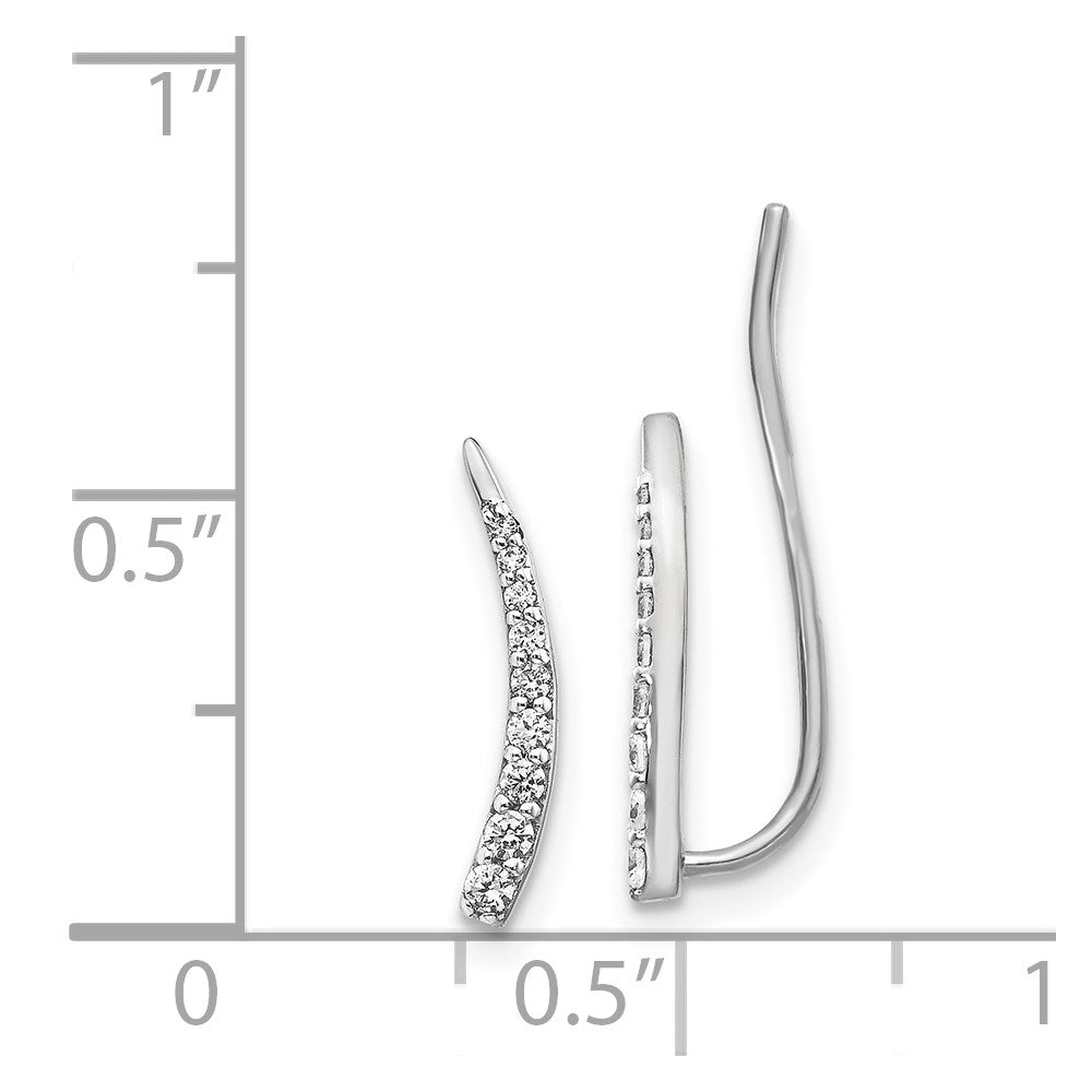14k White Gold Real Diamond Ear Climber Earrings