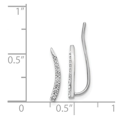 14k White Gold Real Diamond Ear Climber Earrings