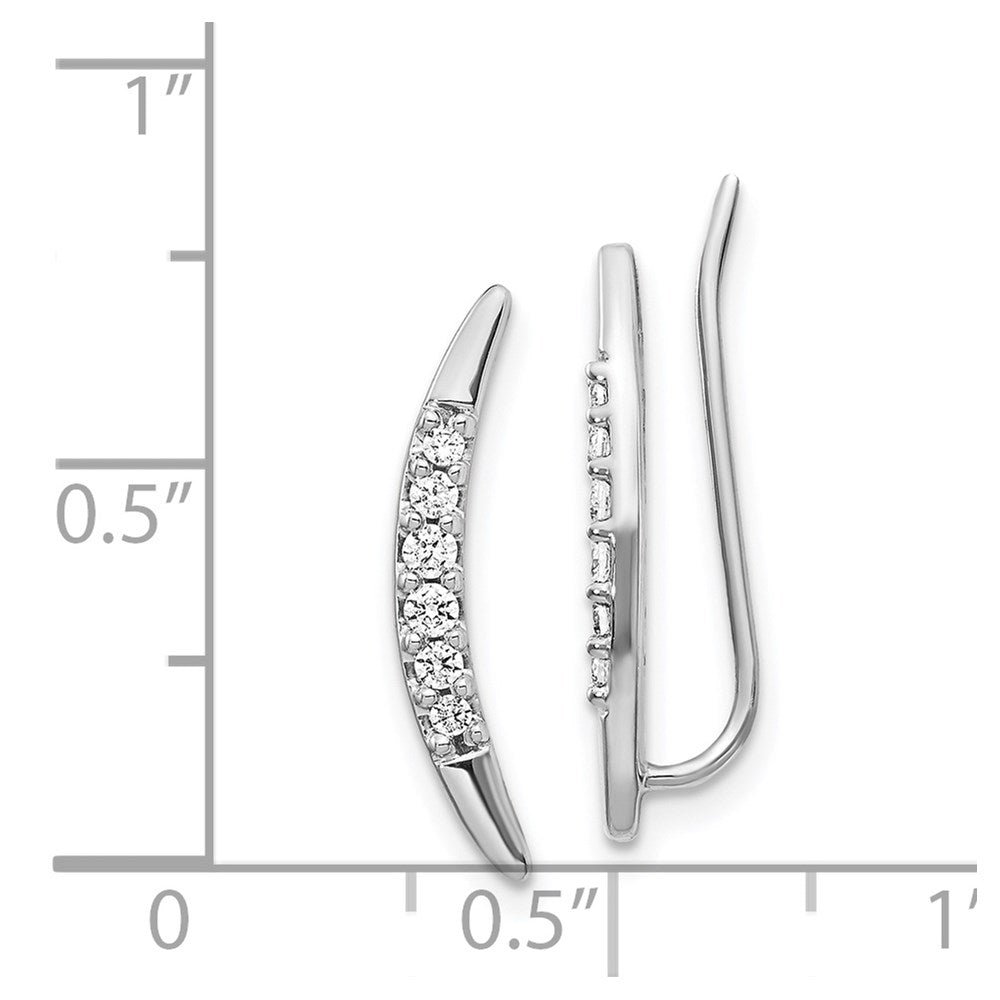 14k White Gold Real Diamond Ear Climber Earrings