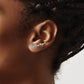 14k White Gold Real Diamond Ear Climber Earrings