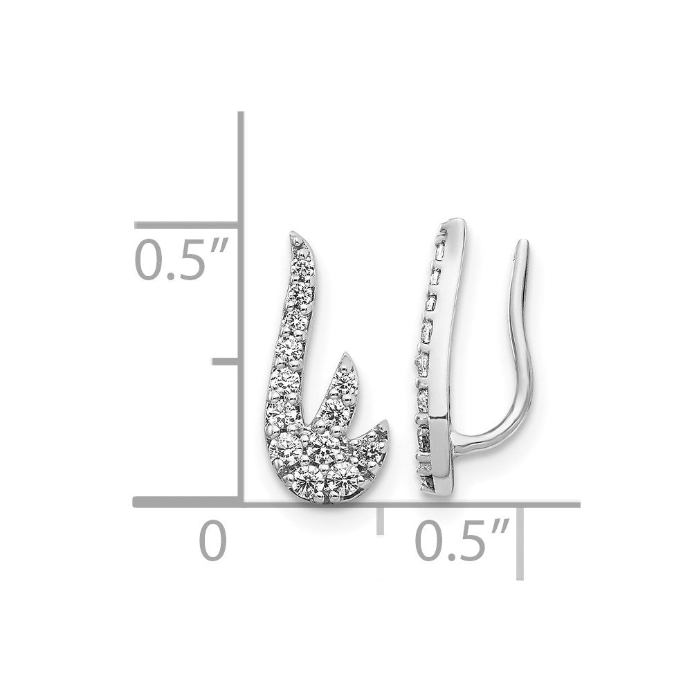 14k White Gold Real Diamond Ear Climber Earrings