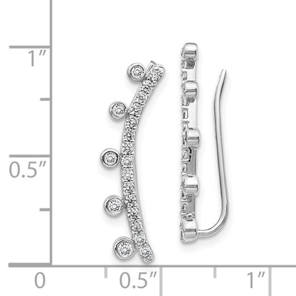 14k White Gold Real Diamond Graduated 5-stone Ear Climber Earrings