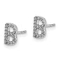 14k White Gold Real Diamond Initial B Earrings EM4169B-011-WA