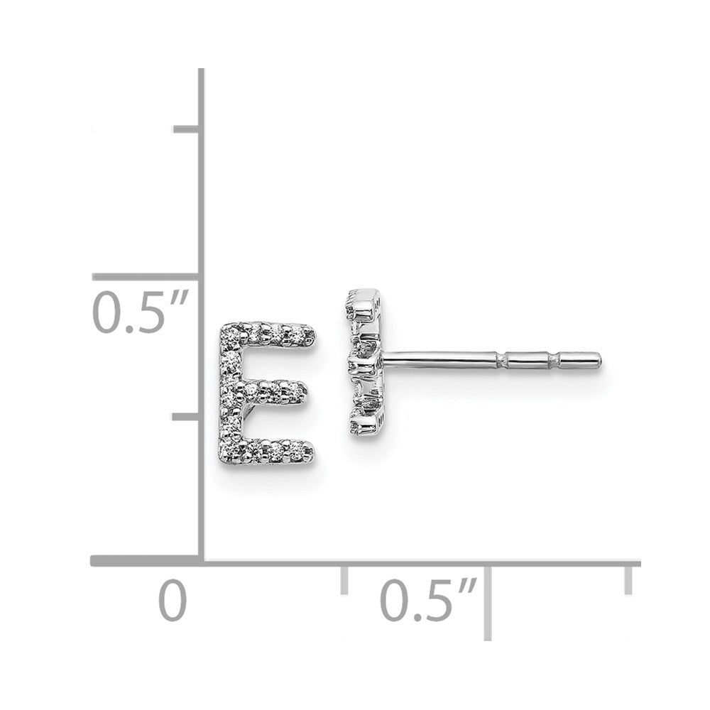 14k White Gold Real Diamond Initial E Earrings