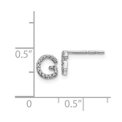 14k White Gold Real Diamond Initial G Earrings