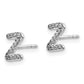 14k White Gold Real Diamond Initial Z Earrings EM4169Z-008-WA