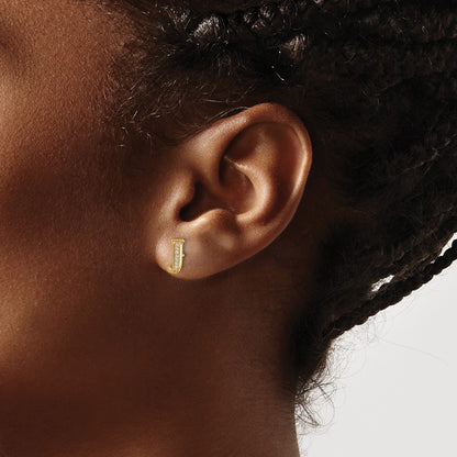 14k Yellow Gold Real Diamond Initial J Earrings