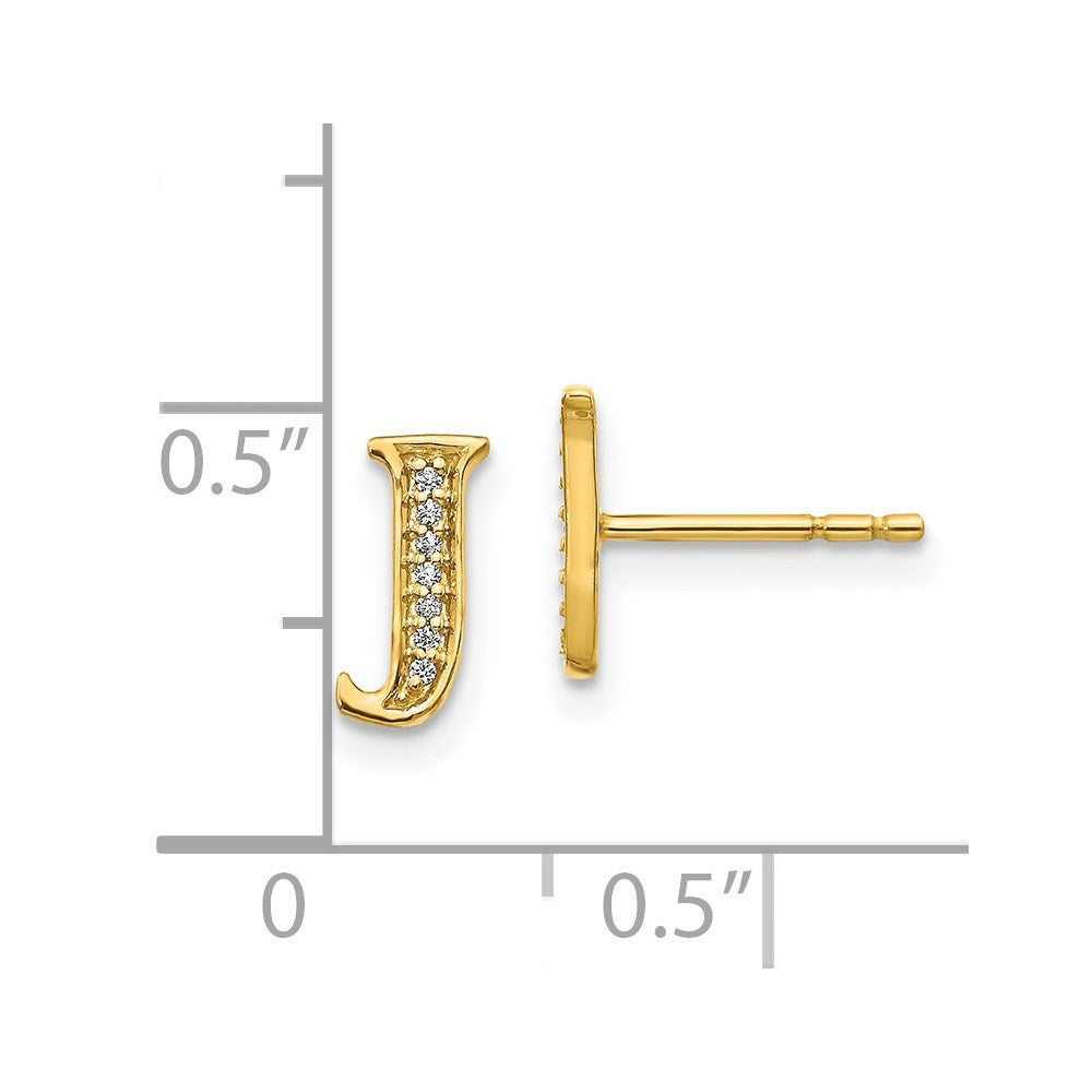 14k Yellow Gold Real Diamond Initial J Earrings EM4170J-004-YA