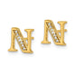 14k White Gold Real Diamond Initial N Earrings EM4170N-004-WA