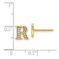 14k Yellow Gold Real Diamond Initial R Earrings EM4170R-008-YA