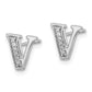 14k White Gold Real Diamond Initial V Earrings EM4170V-005-WA