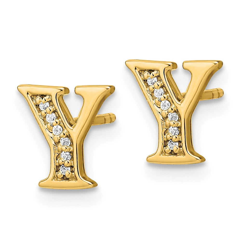 14k Yellow Gold Real Diamond Initial Y Earrings EM4170Y-004-YA
