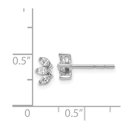14k White Gold 3-stone Marquise Real Diamond Earrings