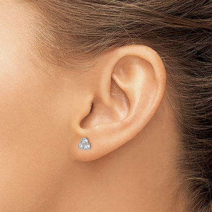 14k White Gold 3-stone Real Diamond Earrings
