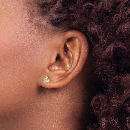 14k Yellow Gold 3-stone Real Diamond Earrings
