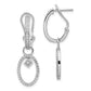 Solid 14k White Gold Simulated CZ Omega BacK Earrings