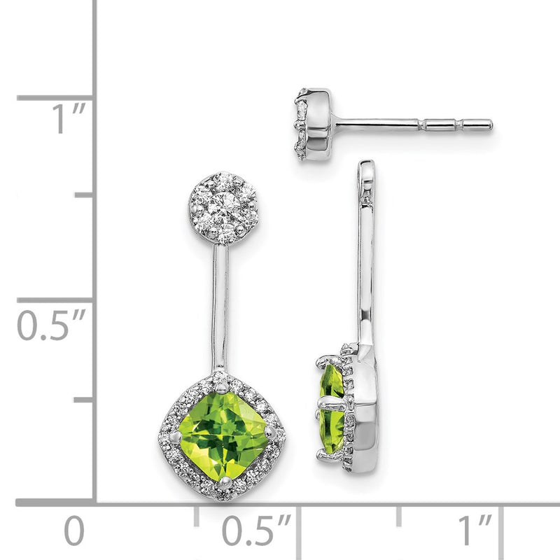 14k White Gold Real Diamond & Peridot Earrings