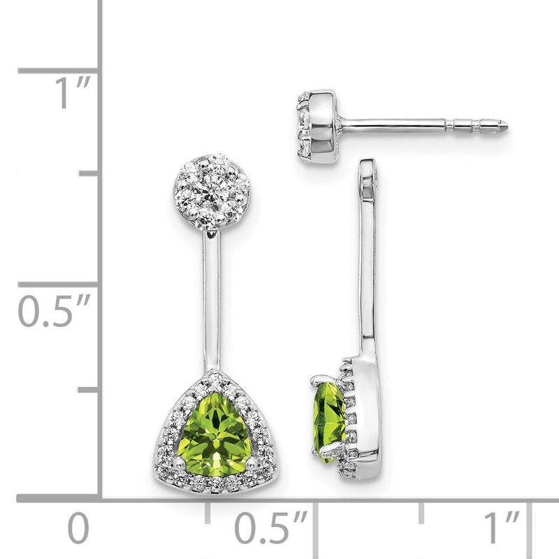 14k White Gold Real Diamond & Peridot Earrings