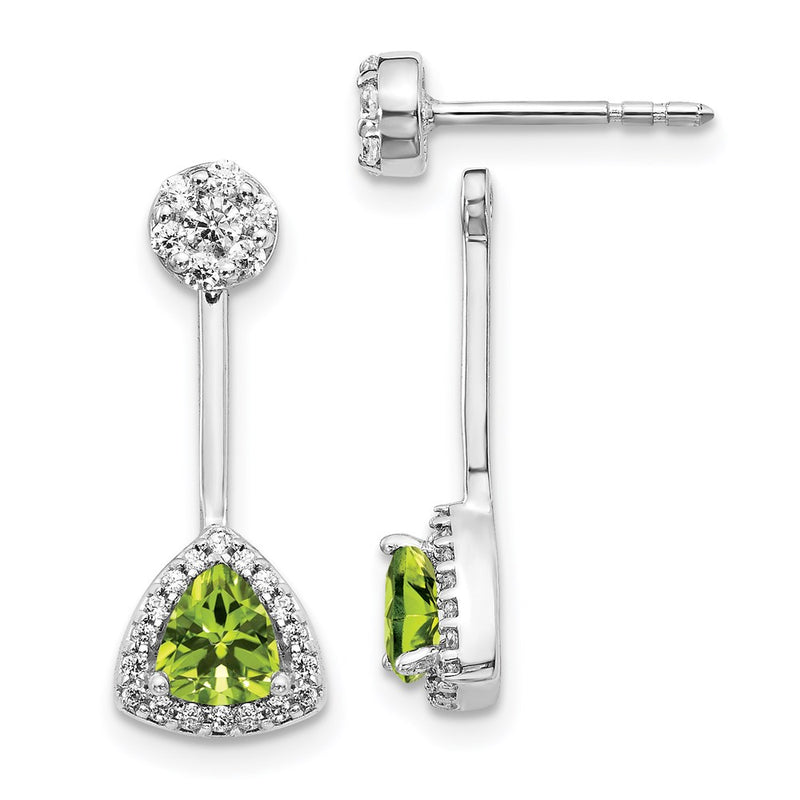 14k White Gold Real Diamond & Peridot Earrings