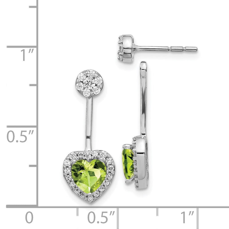14k White Gold Real Diamond & Peridot Earrings
