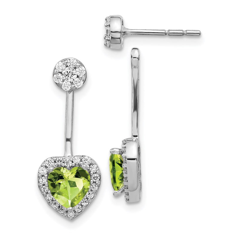 14k White Gold Real Diamond & Peridot Earrings