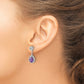 14k White Gold Real Diamond/Pear Amethyst Front/Back Earrings