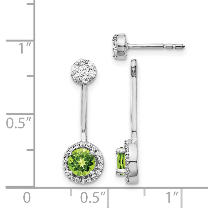 14k White Gold Real Diamond & Peridot Earrings