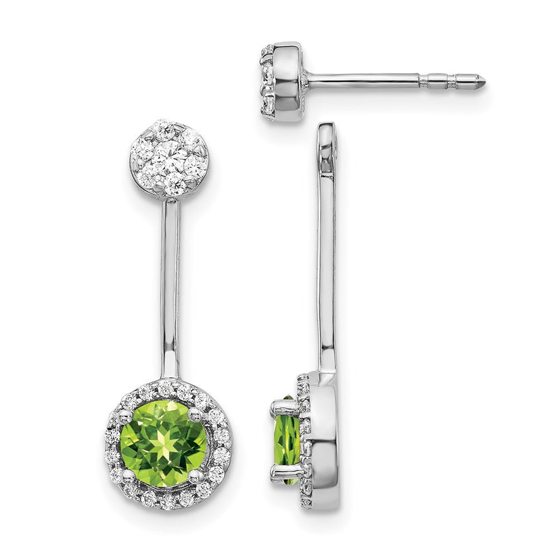 14k White Gold Real Diamond & Peridot Earrings