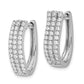 14k White Gold 3-row Real Diamond Hinged Hoop Earrings