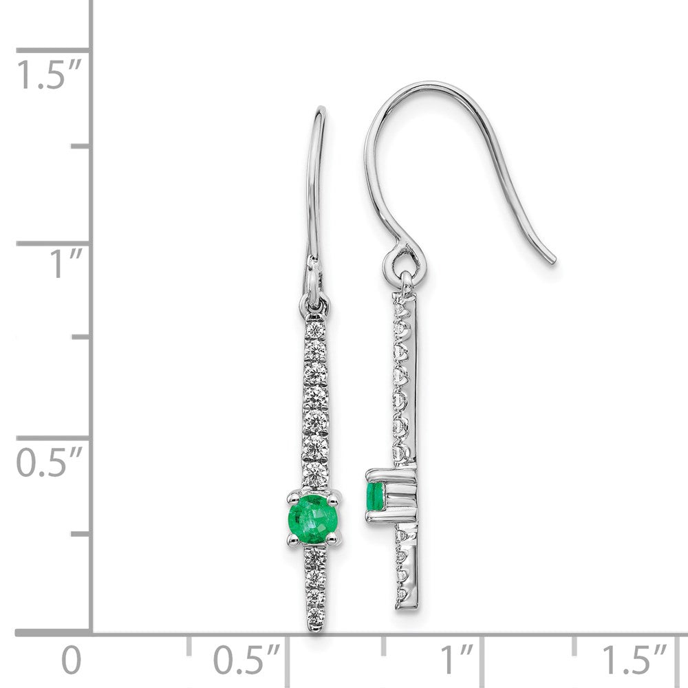 14k White Gold Real Diamond & Emerald Fancy Earrings