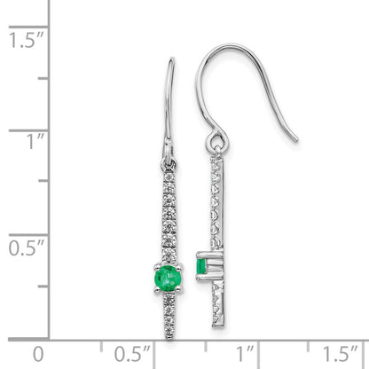 14k White Gold Real Diamond & Emerald Fancy Earrings