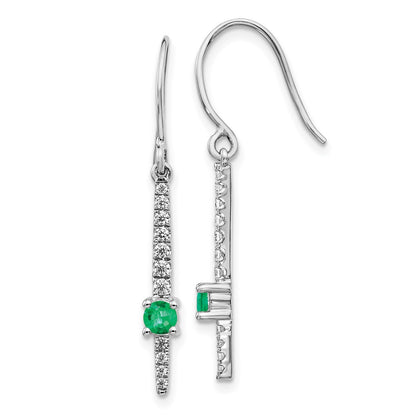 14k White Gold Real Diamond & Emerald Fancy Earrings