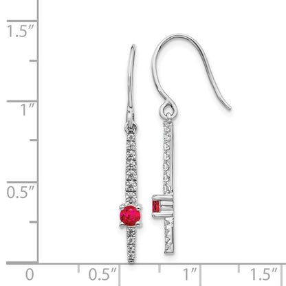 14k White Gold Real Diamond & Ruby Fancy Earrings