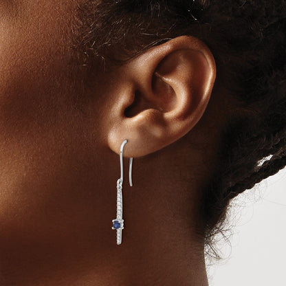 14k White Gold Real Diamond and Sapphire Fancy Earrings