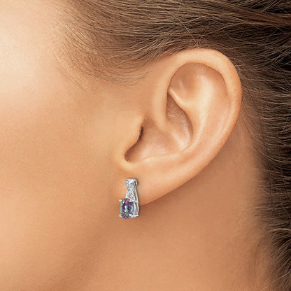 14k White Gold Mystic Fire Topaz and Real Diamond Earrings
