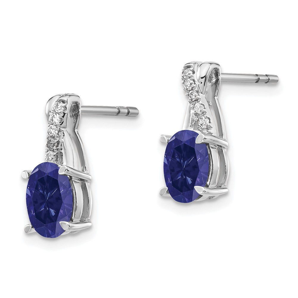 14k White Gold Sapphire and Real Diamond Earrings