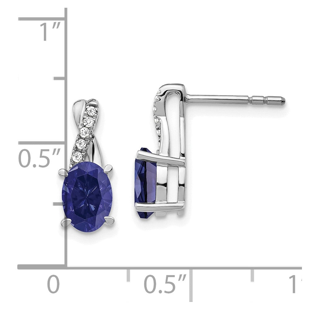 14k White Gold Sapphire and Real Diamond Earrings