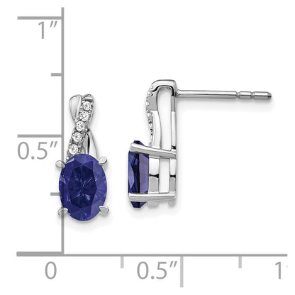 14k White Gold Sapphire and Real Diamond Earrings