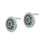 14k White Gold Real Diamond Ruby & Emerald Earrings