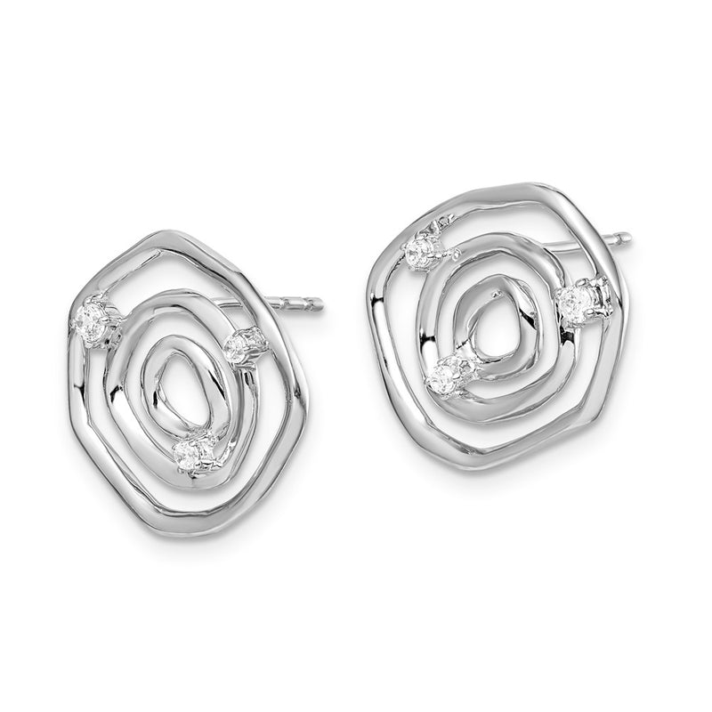 14k White Gold Real Diamond Post Earrings