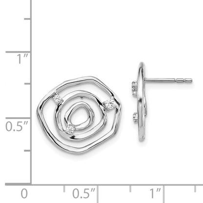14k White Gold Real Diamond Post Earrings