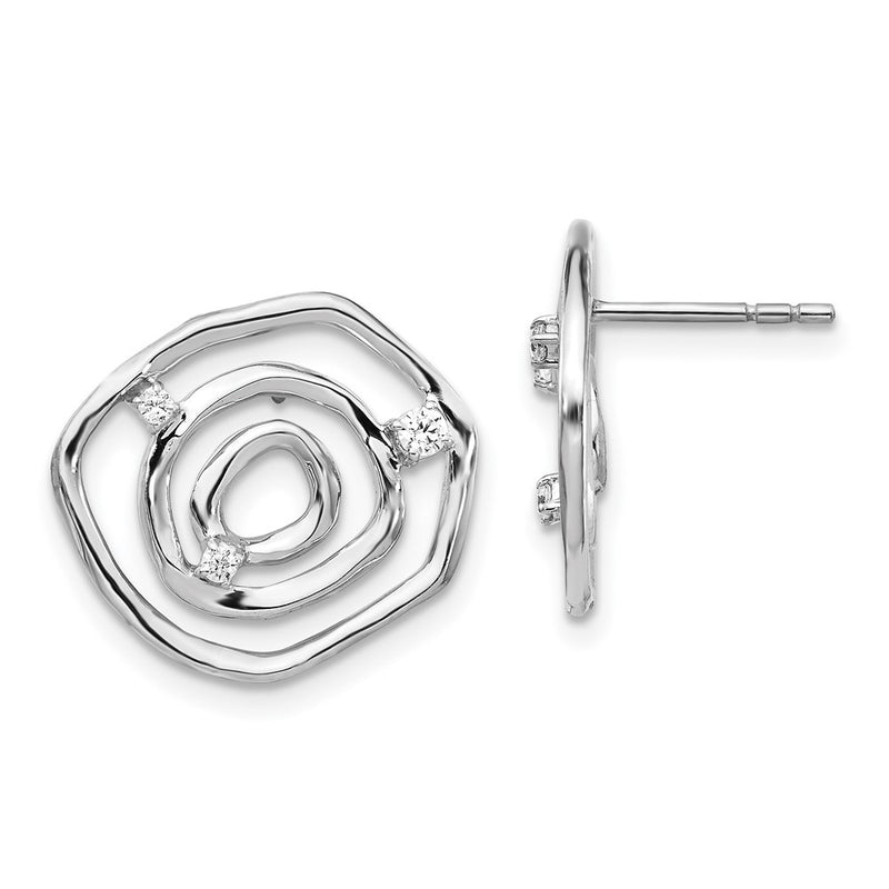 14k White Gold Real Diamond Post Earrings