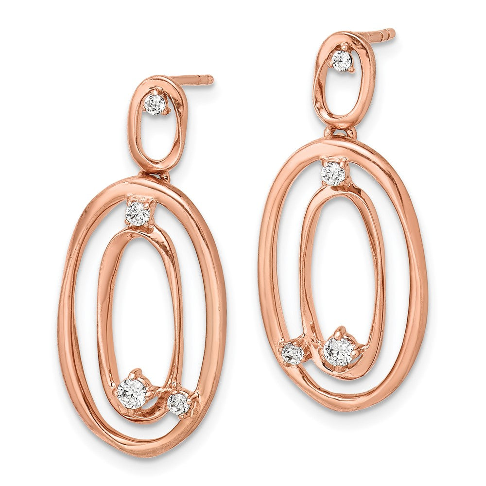 14k Rose Gold Real Diamond Oval Dangle Earrings EM4245-020-RA