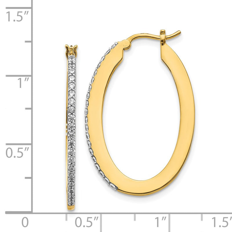 14k Yellow Gold Real Diamond Hoop Earrings